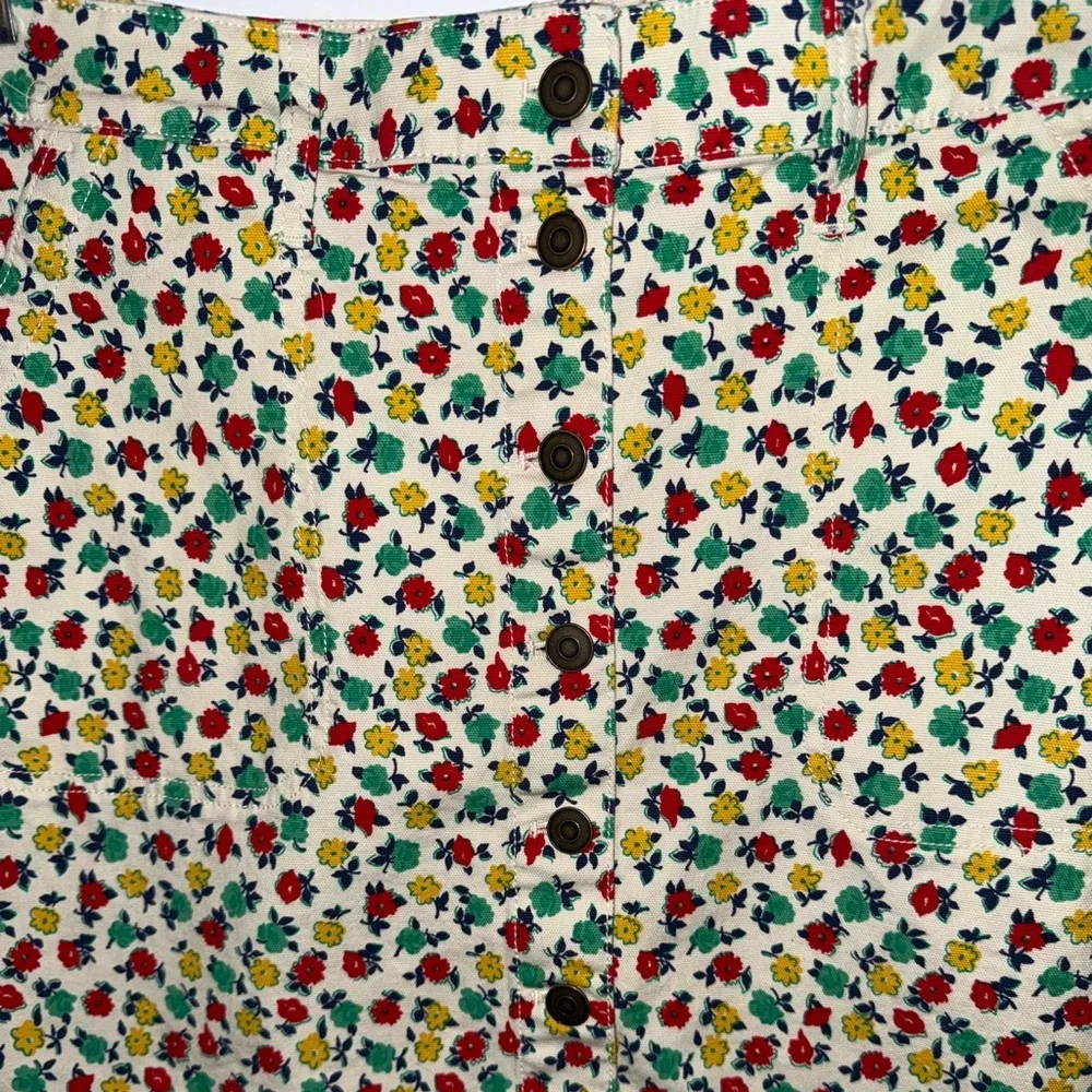 🌼 J.Crew Mercantile Floral Button Front Mini Skirt Size 10 Cotton Stretch